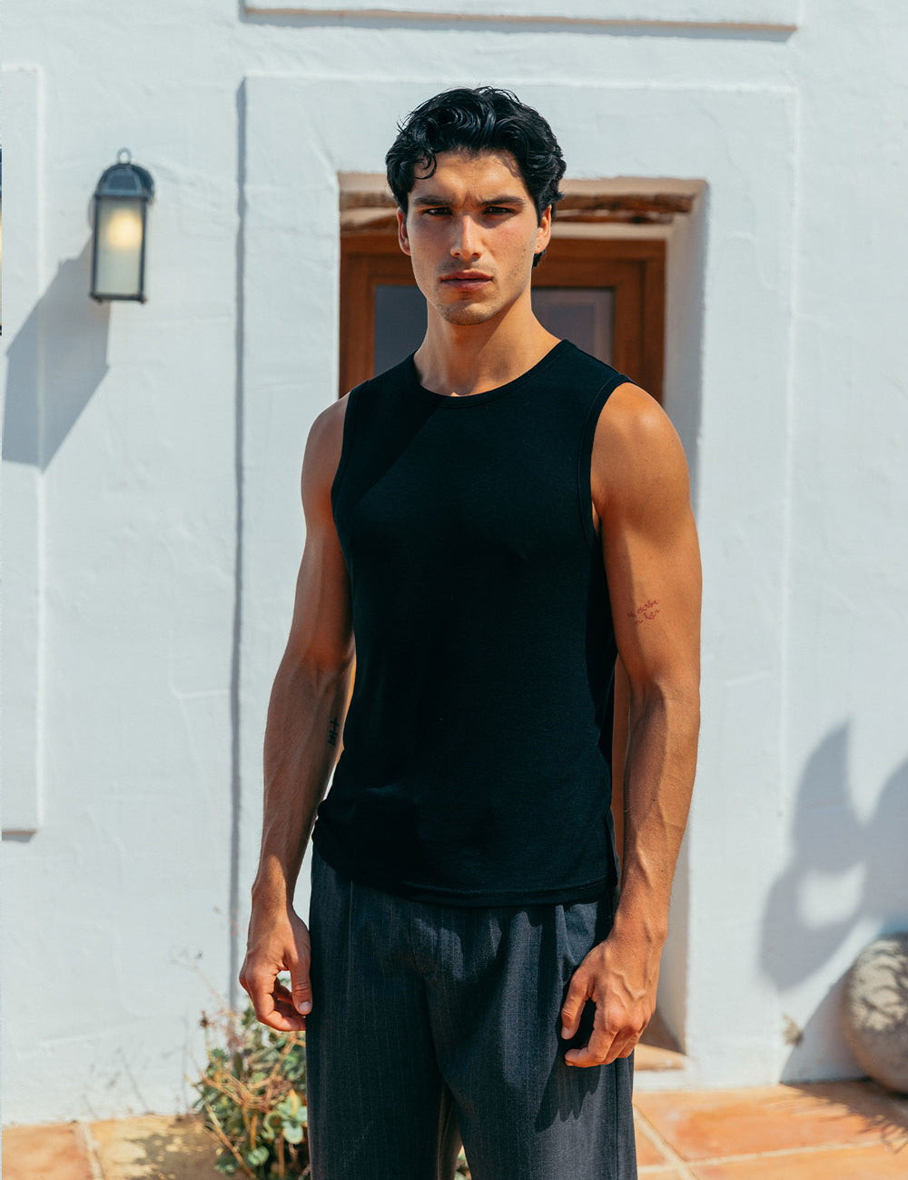 Gio Fitted Rib Tank, Black