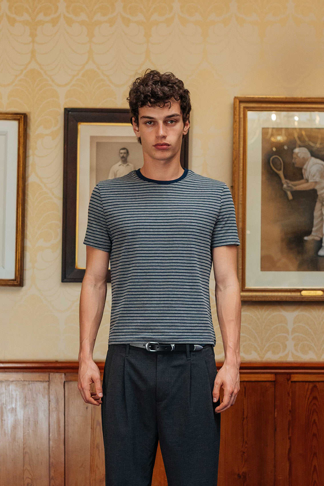 Brando Stripe T-Shirt, Grey/Navy – 33mm