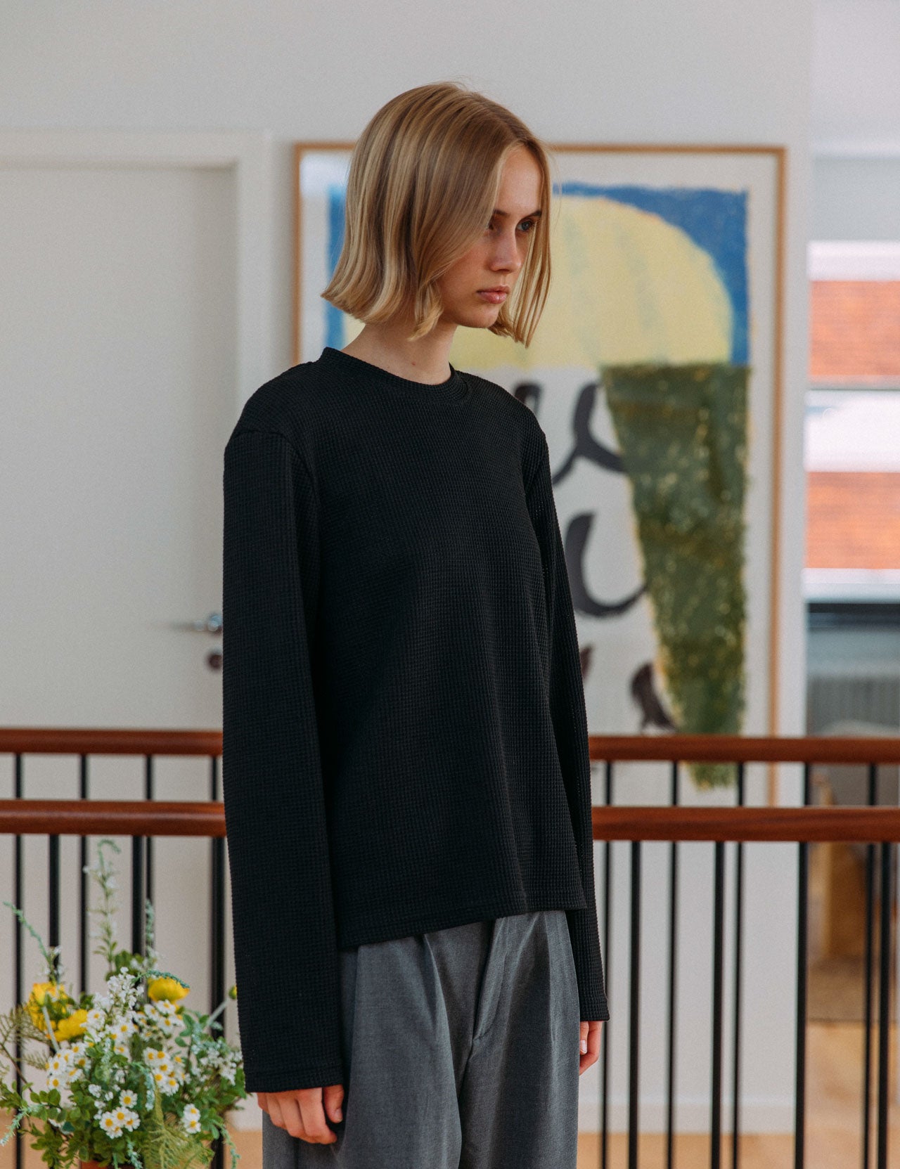 Micah Waffle Jumper, Black