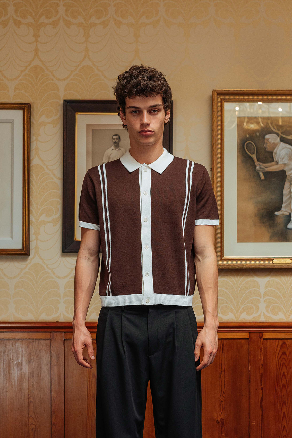 Myles Polo Knit, Brown – 33mm