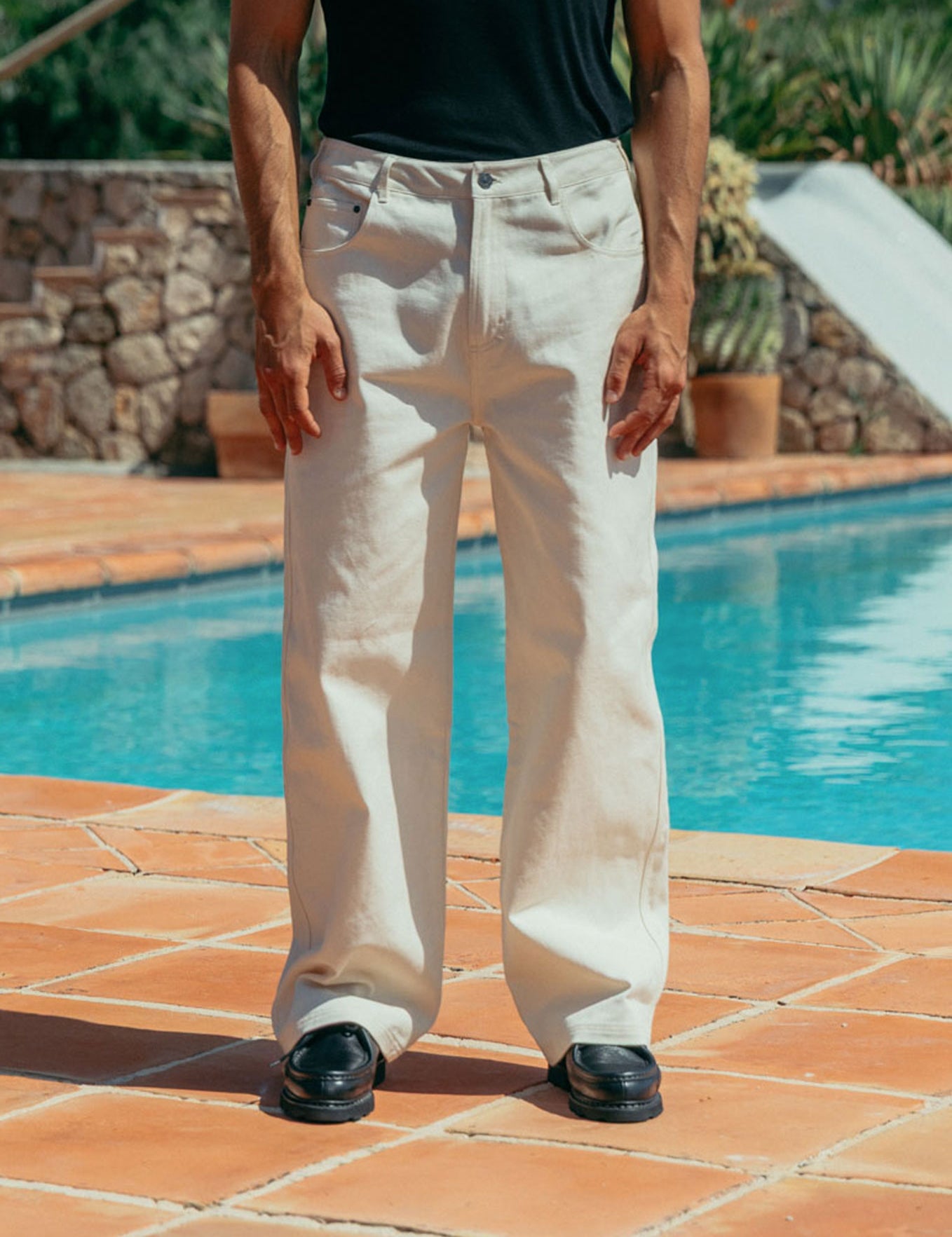 Vitor Wide Jeans, Cream