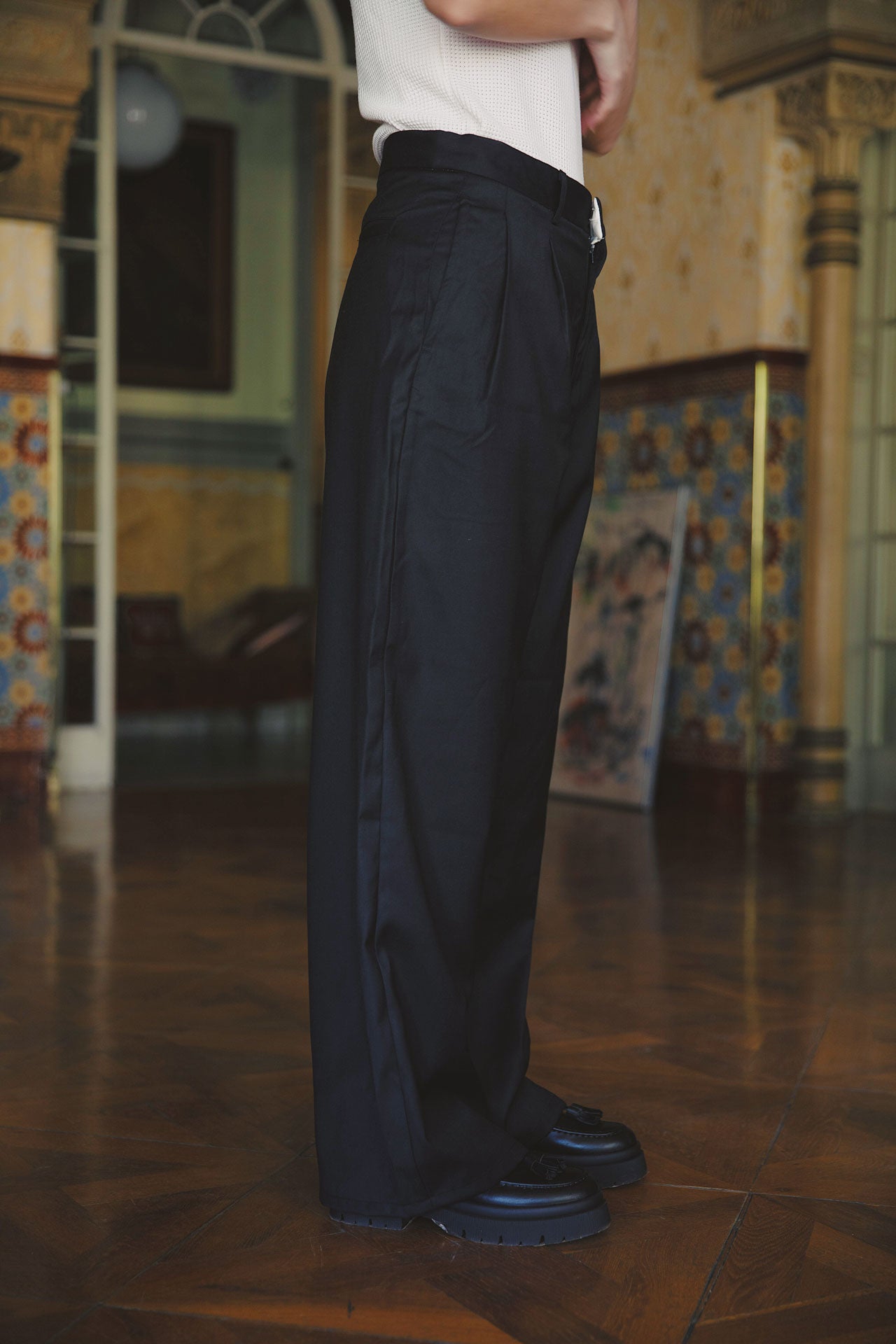 ★LUVISTRUE★BASIC WIDE PANTS(BLACK)★正規品/韓国直送料込 The Merino Wool Wide Leg Pants
